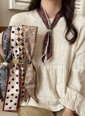 腰果花波点丝巾项链女秋冬