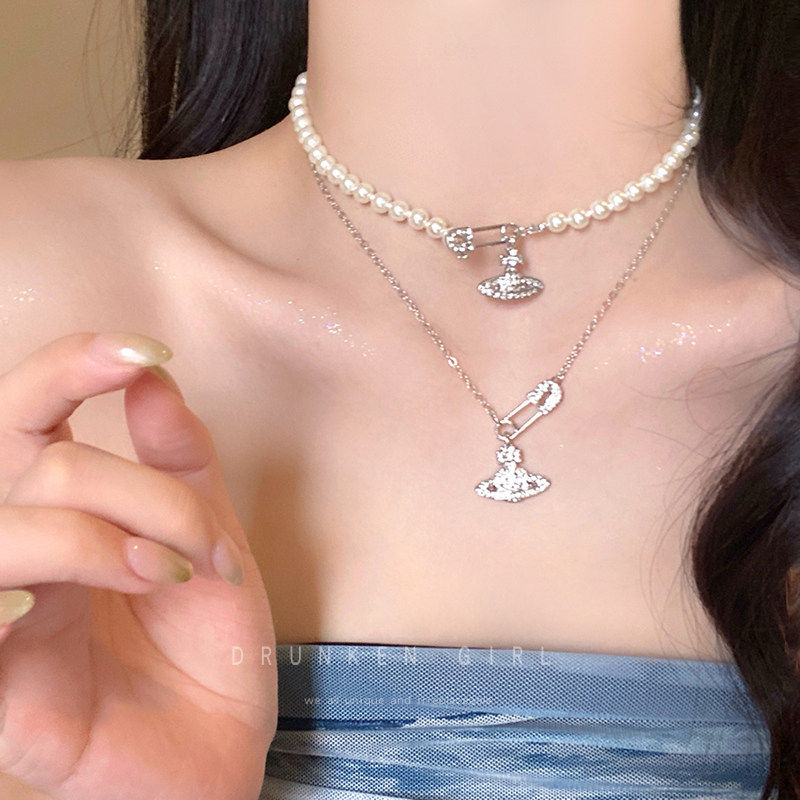 西太后土星珍珠叠戴项链女冬2026新款爆款毛衣链双层别针颈链配饰,饰品/流行首饰/时尚饰品新,项链,淘宝优惠券,粉丝福利购,淘宝优惠卷