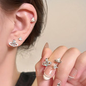 西太后土星珍珠耳钉女星球双耳洞耳骨钉耳环轻奢高级感耳蜗钉耳饰