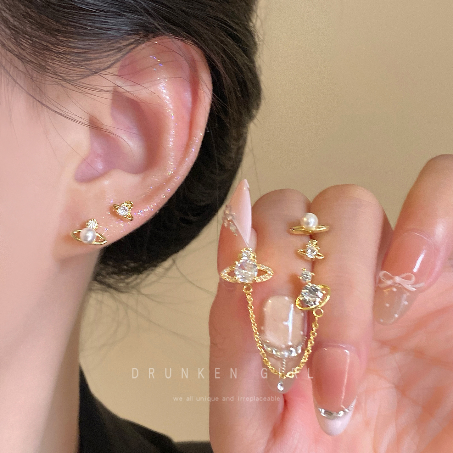 耀目巴黎 西太后星球锆石耳钉套装女2025新款轻奢高级感耳环耳饰