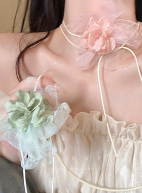 海边度假花朵颈带系脖项链