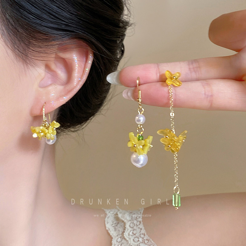 超仙桂花流苏耳钩耳环女