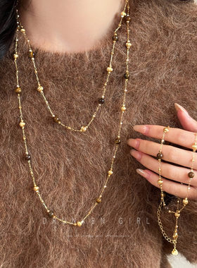 美拉德虎眼石销项链女秋冬