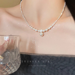 度假风~碎银子珍珠项链女轻奢小众高级感颈链配饰2025新款锁骨链