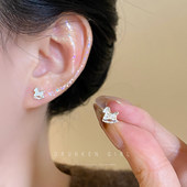 巳巳如意 旋转小马925银针耳钉女秋冬精致小巧本命年免摘耳环耳饰