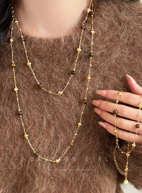 美拉德虎眼石销项链女秋冬