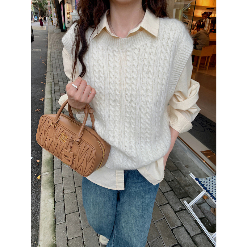 2025新款麻花圆领山羊绒马甲