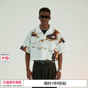 张极 情侣衬衫 邓为 REFERENCE印花短袖 宽松休闲衬衣 EMPTY TizzyT