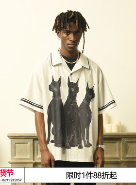 【谷爱凌张景昀鹭卓】EMPTY REFERENCE 杜宾犬美式古巴领短袖衬衫