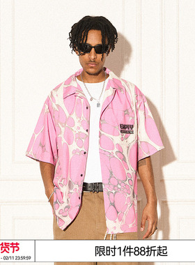 EMPTY REFERENCE 美式复古原创粉色蓝色细胞短袖衬衫