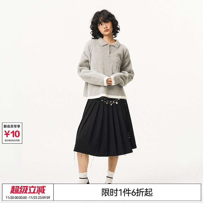 EMPTYREFERENCE半开领水貂毛毛衣