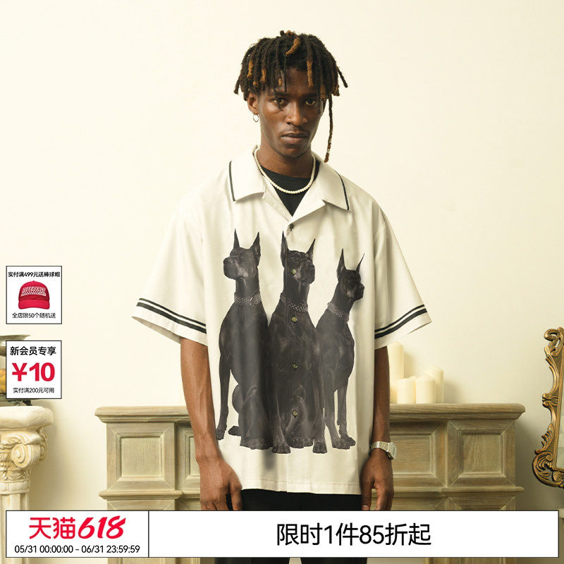【谷爱凌张景昀鹭卓】EMPTY REFERENCE 杜宾犬美式古巴领短袖衬衫