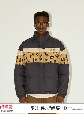 特惠7折 EMPTY REFERENCE豹纹拼接印花美式潮流羽绒棉服男女