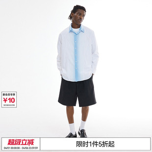 衬衣印花外搭衬衫 REFERENCE白蓝条纹渐变分割长袖 特惠6折起EMPTY