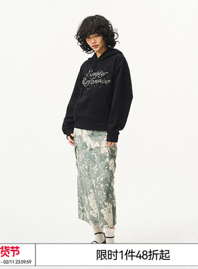 特惠6折起EMPTY REFERENCE原创黑色珍珠LOGO宽松休闲长袖连帽卫衣