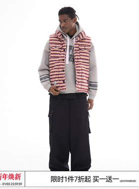 十个勤天王一珩 EMPTY REFERENCE毛呢条纹翻领保暖羽绒棉马甲背心