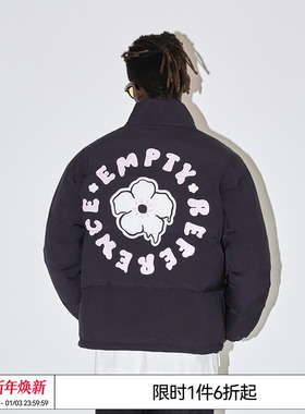特惠7折 EMPTY REFERENCE 融化花环印花加厚立领羽绒棉服外套