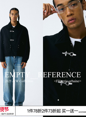 EMPTY REFERENCE重磅全棉珠帆水洗做旧飞机扣拼接短款夹克外套