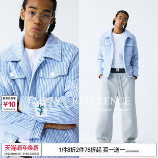 EMPTY 菱格纹绗棉休闲摇粒绒夹克外套 REFERENCE蓝白条纹重磅短款