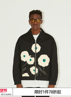 太一 EMPTY REFERENCE原创黑色暗夜花朵印花夹克男女宽松休闲外套