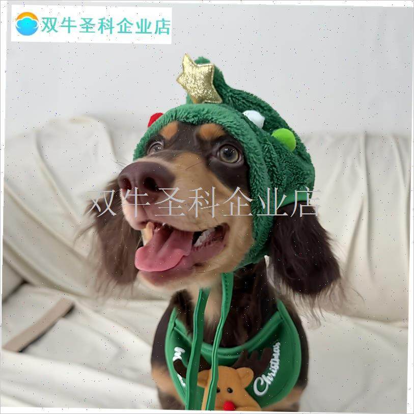 五彩球毛绒帽子腊肠泰迪圣诞节狗狗衣服猫咪小配饰W养宠人拍照道.