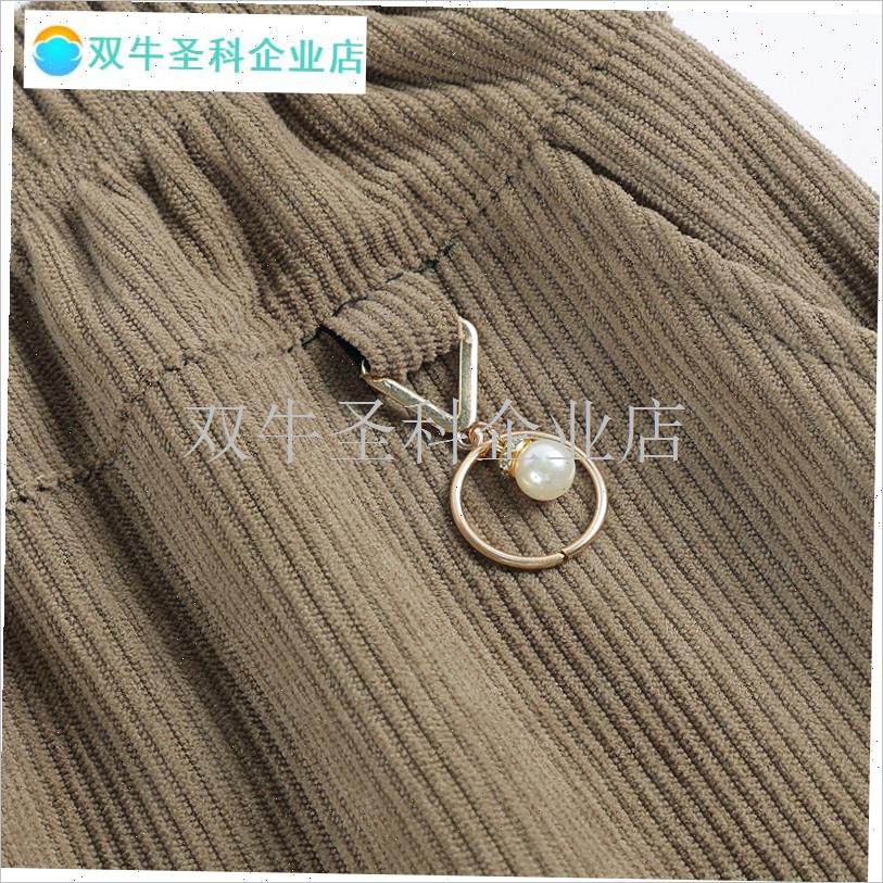 秋冬款妈妈裤子中老年女装v条绒直筒高腰休闲灯芯绒长裤子冬季加.