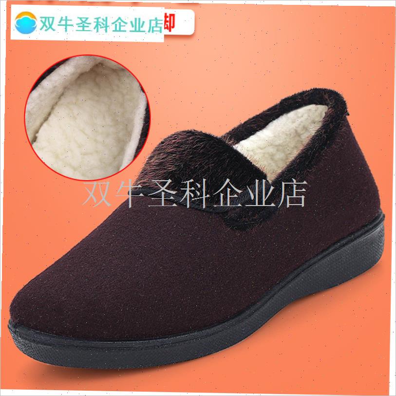 秋冬季老北京布鞋女款加绒加厚羊C毛老年奶奶妈妈防滑保暖老人棉.