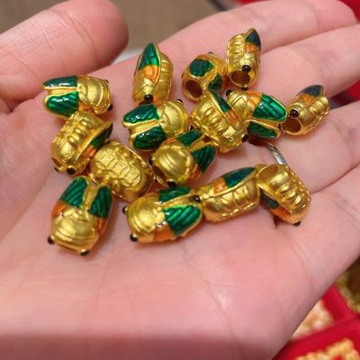 古法沙金烧蓝金蝉挂一鸣