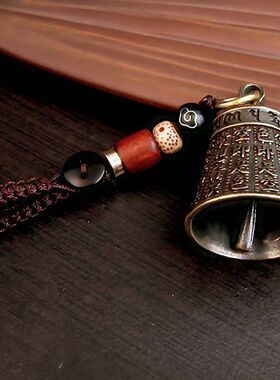 手工黄铜纯铜风铃钥匙扣可爱吊坠古风创意圣诞铃铛挂件汽车礼物