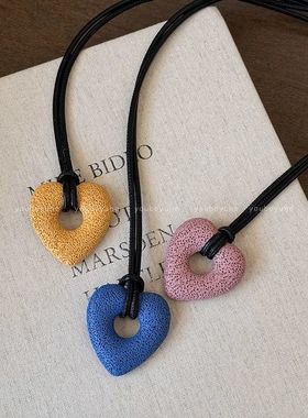 大号火山石皮绳镂空爱心