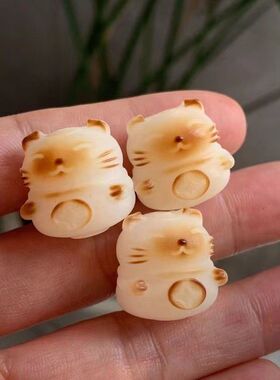 天然菩提根招财猫配件手工女生diy文玩时尚配饰材料佛珠手串隔珠