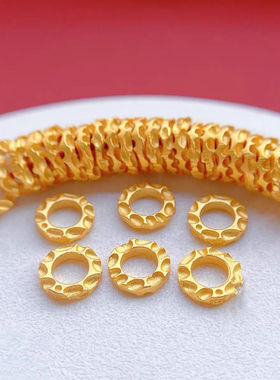 古法锤纹盘缠隔片18K包金散珠手工DIY手链手绳隔片不易掉色小配件