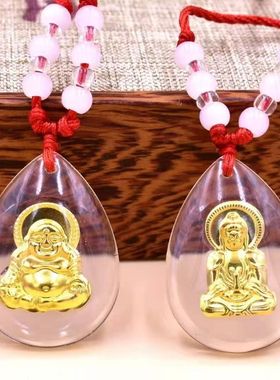 仿金观音佛吊坠红绳项链