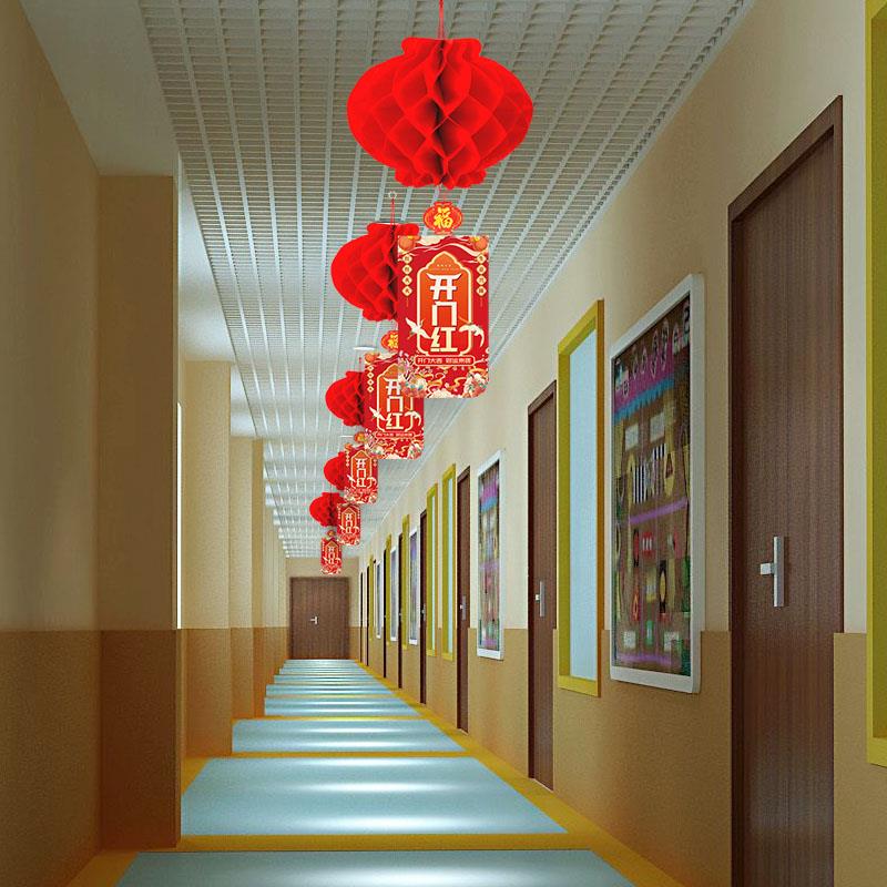 开门红场景布置马年职场新年装饰2026银行保险公司启动会气氛灯笼