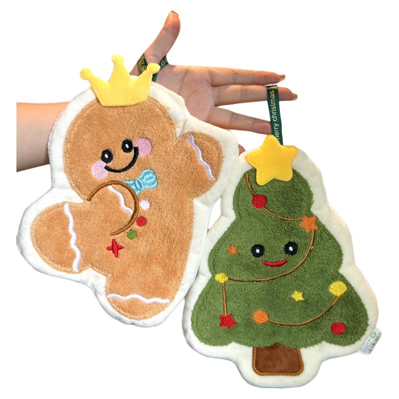 圣诞树厨房擦手巾挂式擦手巾珊瑚绒加厚厨房专用毛巾超强吸水可爱