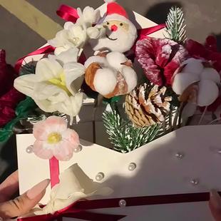 圣诞信封花束卷轴永生花情书diy扭扭棒手捧花惊喜圣诞礼物送女友
