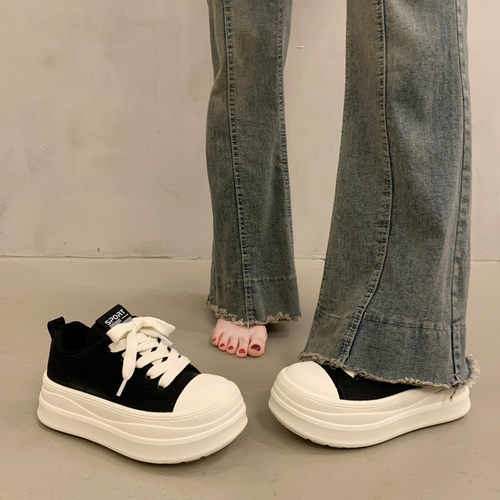 厚底松糕小白鞋女饼干鞋2026新款春季女鞋子百搭薄款透气休闲板鞋