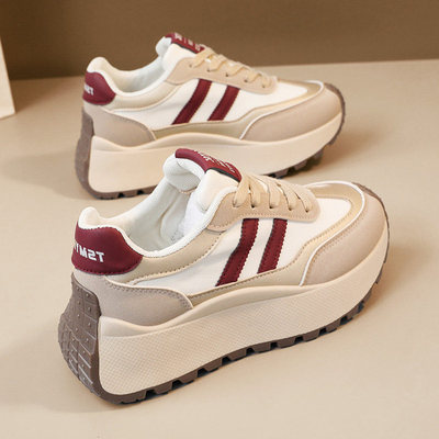 华夫小蛮腰阿甘运动鞋女2026春季新款厚底软底跑步减震休闲老爹鞋