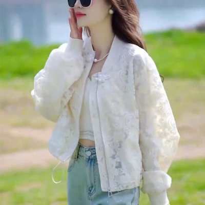 蕾丝国风防晒衣短外套女薄款春夏新款棒球服高级感洋气小个子上衣