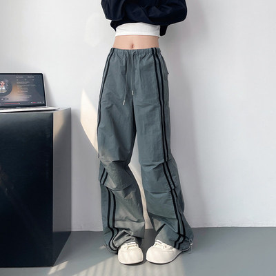 美式机能工装裤女秋季大码胖mm宽松显瘦阔腿裤又a又飒伞兵休闲裤