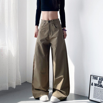 大码西装裤女梨型身材宽松显瘦秋季胖mm高腰遮肉休闲阔腿弯刀裤子