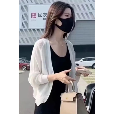 薄款针织开衫外套女春夏2026新款外搭披肩配吊带裙上衣冰丝防晒衫