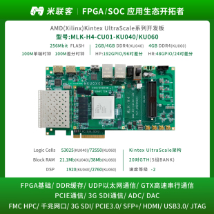 米联客MLK-H4-KU040/060 FPGA开发板Xilinx KINTEX FMC HPC扩展
