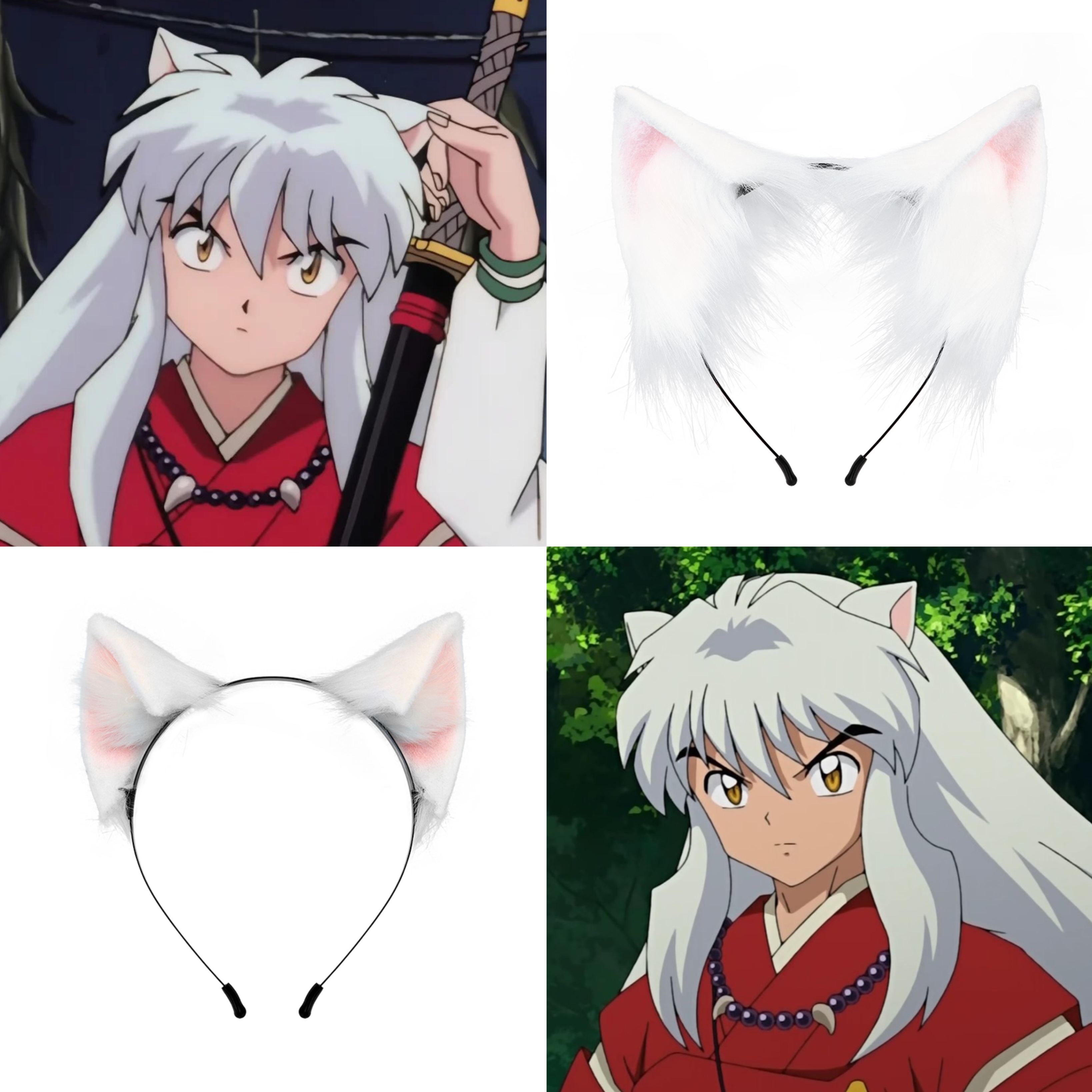 手作犬夜叉白粉色发箍漫展道具