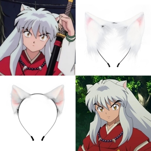 现货犬夜叉同款耳朵cos发箍 白粉色兽耳发夹发饰猫犬耳发箍可定制