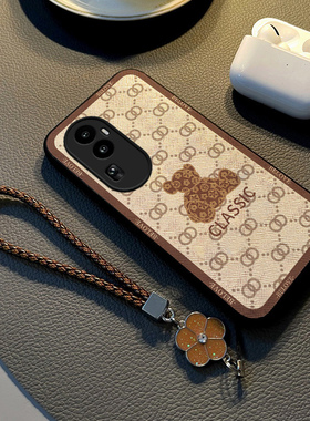 适用于opporeno10手机壳新款reno9pro保护套布纹reno8硅胶7全包防摔6网红挂绳5女款高级感4卡通3暴力熊潮牌男