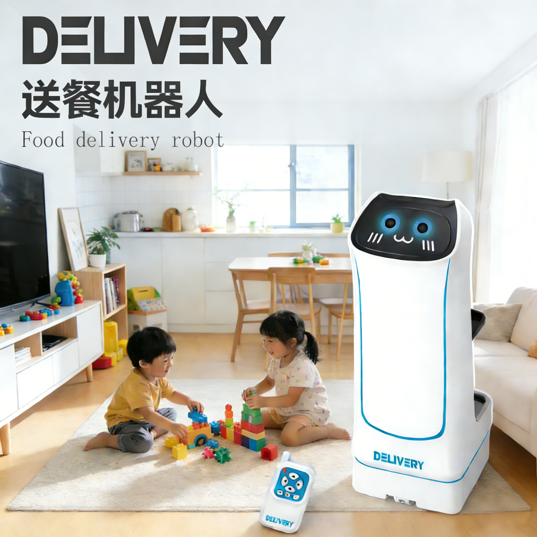 送餐机器人遥控电动智能运输外卖配送零食饮料车亲子互动儿童玩具,玩具/童车/益智/积木/模型,电动/遥控机器人,淘宝优惠券,粉丝福利购,淘宝优惠卷