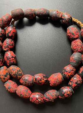 尼泊尔老琉璃散珠项链蓝色桶珠手链佛珠串diy配饰星月菩提佛牌链u