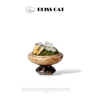 新中式玉石花瓶插花架空层酒店客厅茶几花艺绿植苔藓桌花中古摆件