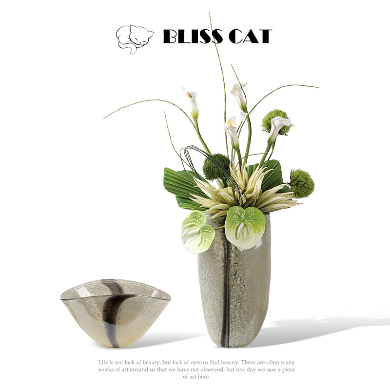 大花瓶客厅插花艺术玻璃复古